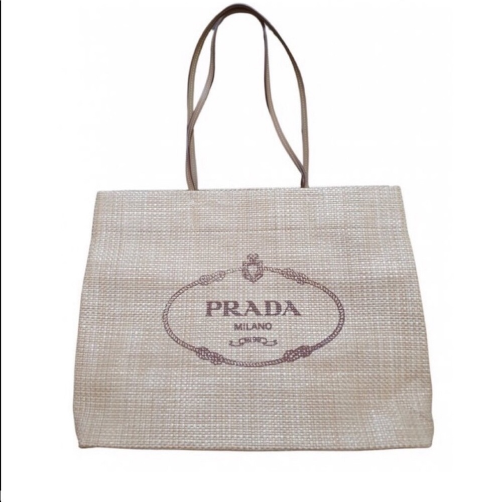 Prada raffia tote bag